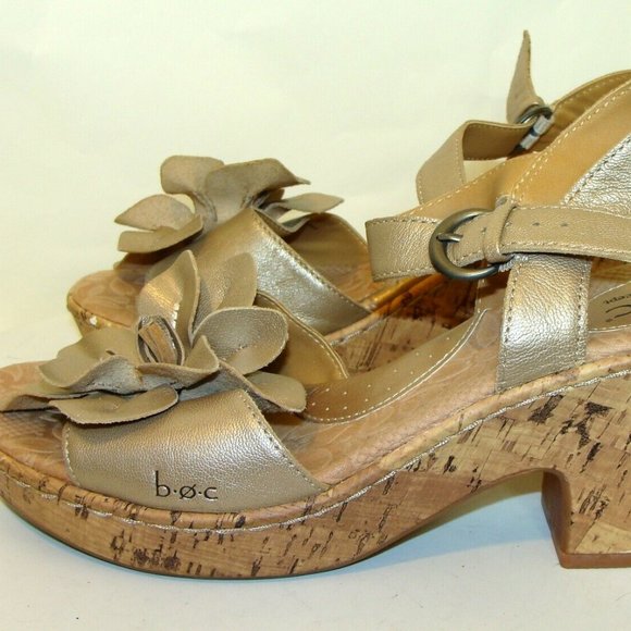 BORN O CONCEPT BOC WOMENS GOLD SANDALS 9M / 40.5 - Picture 2 of 10